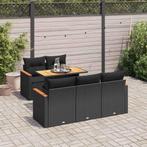 vidaXL 6-delige Loungeset met kussens poly rattan acacia, Verzenden, Nieuw, Rotan, Loungeset