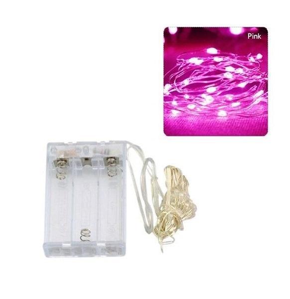 Kerstverlichting 10 Meter - Roze - Op Batterij, Diversen, Kerst, Nieuw, Ophalen of Verzenden