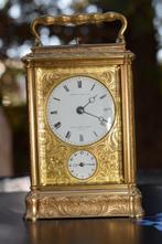 Rijtuigklok, Wekker - Messing - 1850-1900 - Gegraveerd Le, Antiek en Kunst