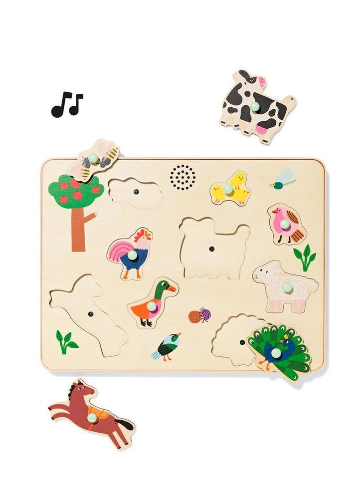 HEMA Inlegpuzzel met geluid 30x22.5cm boerderij hout, Kinderen en Baby's, Speelgoed | Kinderpuzzels, Nieuw, Verzenden