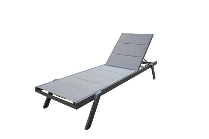 Aluminium Ligbed Banka Antraciet - Verstelbaar én Stapelbaar, Tuin en Terras, Ligbedden, Ophalen of Verzenden