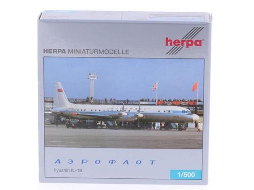 Schaal 1:500 Herpa 508179 Aeroflot Ilyushin IL-18 Reg. CC..., Hobby en Vrije tijd, Modelbouw | Vliegtuigen en Helikopters, Zo goed als nieuw