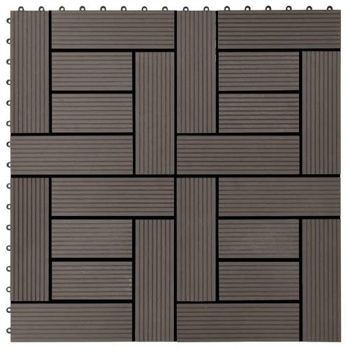 vidaXL 22 st Terrastegels 30x30 cm 2 m² HKC donkerbruin, Doe-het-zelf en Verbouw, Vloerdelen en Plavuizen, Nieuw, Verzenden