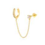 Gouden vergulde 925 zilveren oorsteker met ear cuff en mini, Verzenden, Nieuw, Zilver