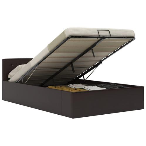 vidaXL Bedframe met opslag hydraulisch kunstleer grijs, Huis en Inrichting, Slaapkamer | Bedden, 140 cm, 200 cm, Grijs, Tweepersoons