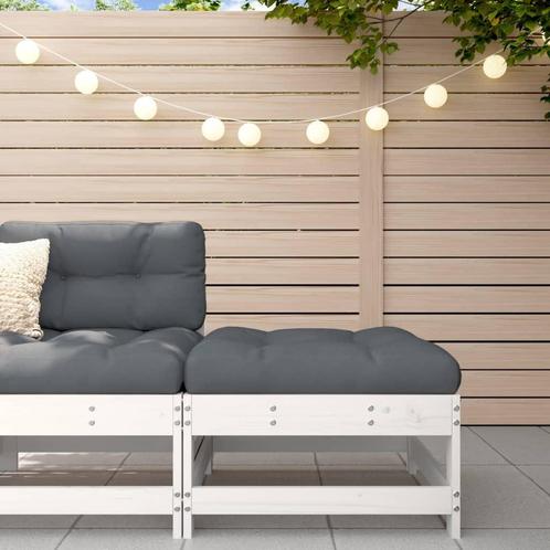 vidaXL Tuinvoetenbank met kussen massief grenenhout wit, Tuin en Terras, Tuinsets en Loungesets, Nieuw, Verzenden