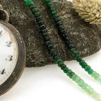 Smaragd kralen ketting met gouden slot | 45 cm (geelgoud), Gebruikt, Overige kleuren, Ophalen of Verzenden, Met edelsteen
