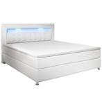 Boxspringbed Montana - 120 x 200 cm - Wit - LED Verlichting, Verzenden, Nieuw