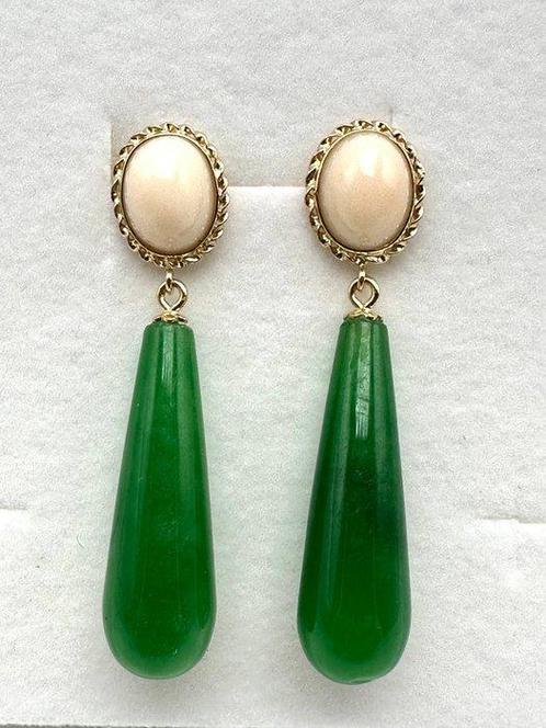 Zonder Minimumprijs - Oorbellen - 18 karaat Geel goud Koraal, Sieraden, Tassen en Uiterlijk, Oorbellen