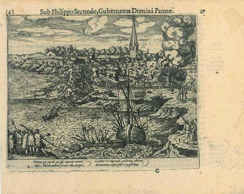 Historische prent van Antwerp en Oosterweel, Antiek en Kunst, Kunst | Etsen en Gravures