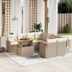 vidaXL 9-delige Loungeset met kussens poly rattan beige, Verzenden, Nieuw, Rotan, Loungeset