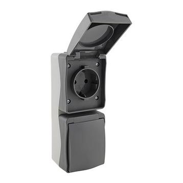 Buitenstopcontact dubbel opbouw IP54 spatwaterdicht beschikbaar voor biedingen