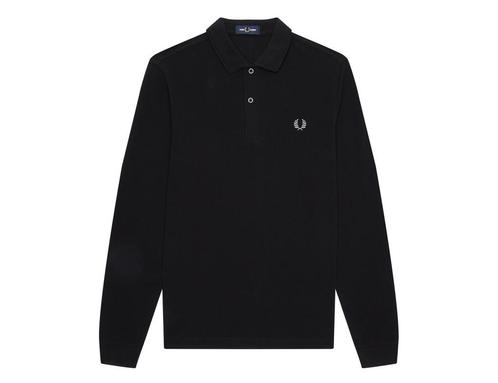 Fred Perry - Longsleeve Plain Shirt - Zwarte Longsleeve - S, Kleding | Heren, T-shirts