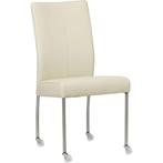 Leren eetkamerstoel Comfort met wieltjes - Toledo Avorio, Huis en Inrichting, Stoelen, Overige kleuren, Nieuw, Leer, Ophalen of Verzenden