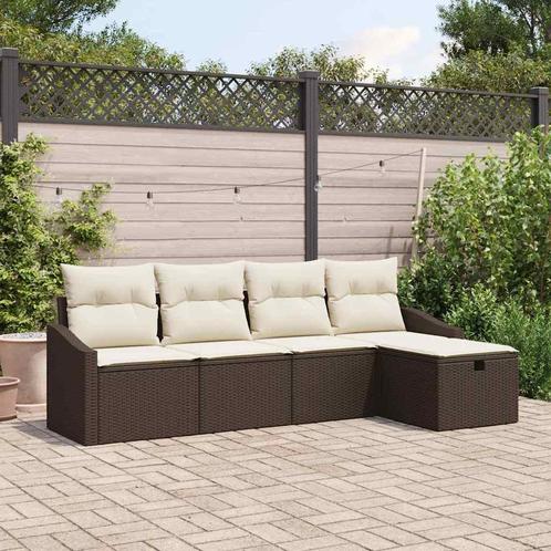 vidaXL Tuin Sofa Set 5 pcs Bruin 233 x 117 x 85 cm Poly riet, Tuin en Terras, Tuinsets en Loungesets, Nieuw, Rotan, Verzenden