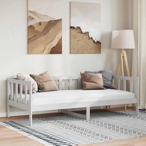 vidaXL Bedbank massief grenenhout wit 90x200 cm, Huis en Inrichting, Slaapkamer | Bedden, 90 cm, 200 cm, Wit, Eenpersoons, Nieuw