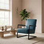 Leren fauteuil Lodge - Hermes Turquoise (blauw), Industrieel, Modern, Scandinavisch, Nieuw, Ophalen of Verzenden, 50 tot 75 cm