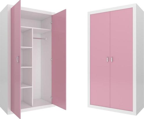 Kinderkledingkast Wit/Roze 90x190cm - retourdeal - 59% ko..., Kinderen en Baby's, Kinderkamer | Commodes en Kasten, 50 tot 70 cm