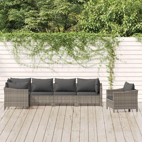 vidaXL 6-delige Loungeset met kussens poly rattan grijs, Tuin en Terras, Tuinsets en Loungesets, Loungeset, Nieuw, Rotan, Verzenden