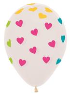 Ballonnen Classic Hearts Neon hearts Crystal Clear 30cm 25st, Nieuw, Verzenden
