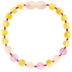 Barnsteen armband baby - lemon - rozenkwarts - jade (14 cm), Nieuw