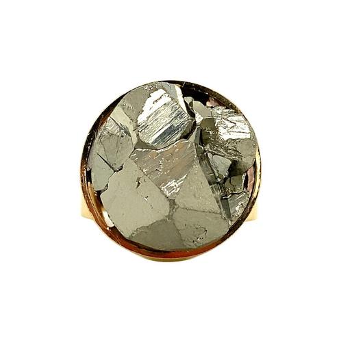 Gouden ring met pyriet 18 krt, Sieraden, Tassen en Uiterlijk, Ringen, Nieuw, Ophalen of Verzenden