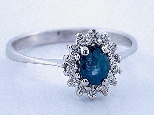 Zonder Minimumprijs - Ring - 18 karaat Witgoud Saffier -, Sieraden, Tassen en Uiterlijk, Ringen