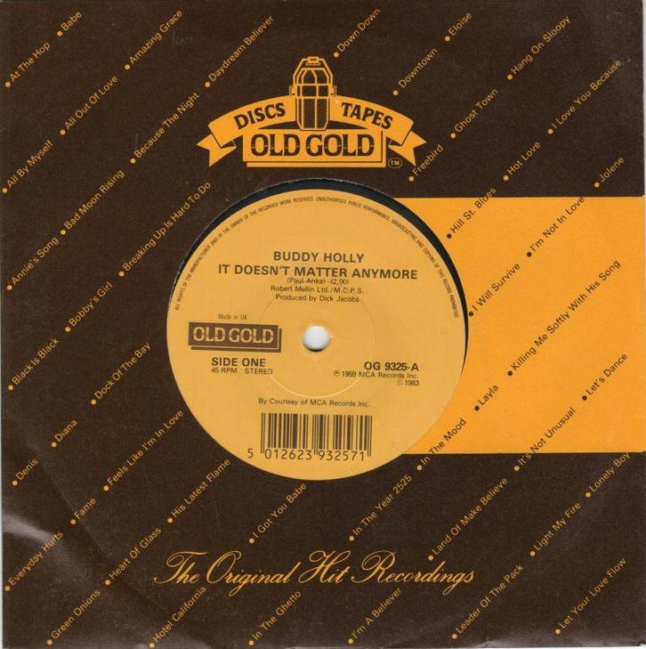 Buddy Holly - It doesnt matter anymore + Raining in my...., Cd's en Dvd's, Vinyl Singles