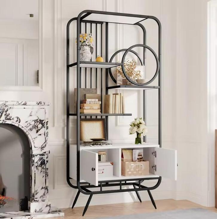 Metalen Opbergkast – Zwart Wit Kast met Planken 80×30×180 cm, Huis en Inrichting, Kasten | Boekenkasten, Nieuw, Verzenden