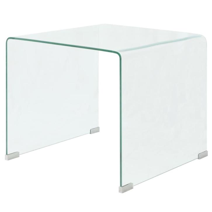 vidaXL Salontafel transparant 49,5x50x45 cm gehard glas, Huis en Inrichting, Tafels | Salontafels, 50 tot 100 cm, Nieuw, Glas