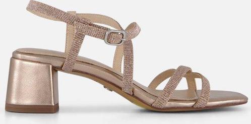 Tamaris - maat 38- Sandalen met hak goud Textiel - Dames, Kleding | Dames, Schoenen, Verzenden