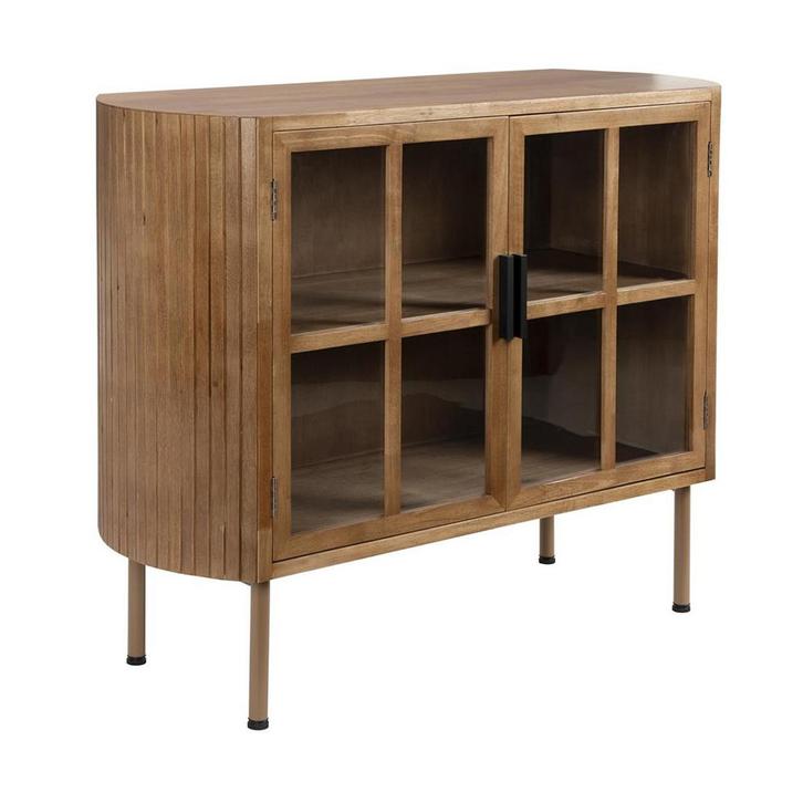 *WOONWINKEL* Retro Dressoir Hout Met Glas, Huis en Inrichting, Kasten | Dressoirs, Nieuw, Verzenden