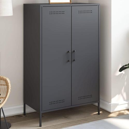 vidaXL buffetkast 68x39x113 cm staal antracietkleurig, Huis en Inrichting, Kasten | Buffetkasten, 25 tot 50 cm, Nieuw, Metaal
