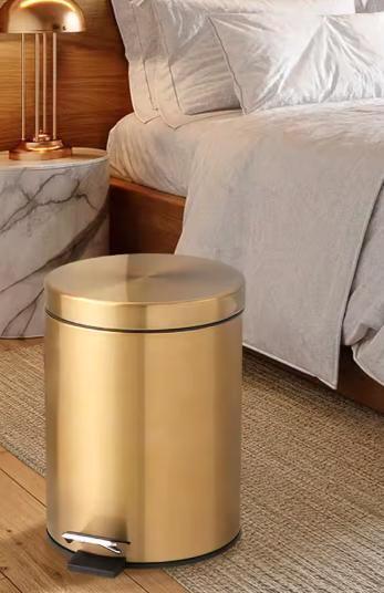 RVS Prullenbak 5L Champagne – Stijlvol, Compact, Waterdicht, Huis en Inrichting, Woonaccessoires | Prullenbakken, Nieuw, Verzenden