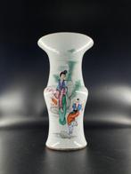 Vaas - Porselein - China - Figuren - Kalligrafie (Zonder, Antiek en Kunst