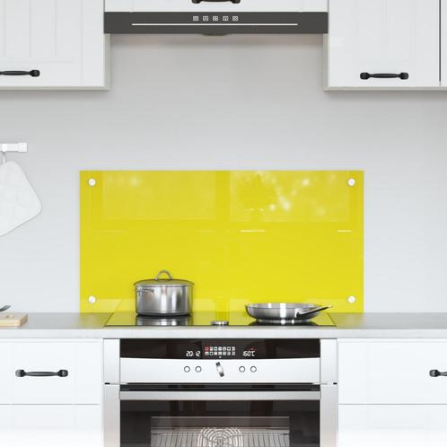 vidaXL Keuken Achterwand Geel 80 x 40 x 0.6 cm gehard glas, Huis en Inrichting, Keuken | Keukenbenodigdheden, Nieuw, Verzenden