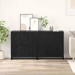 vidaXL Dressoirs 2 pcs Zwart eiken 70 x 41 x 75 cm Bewerkt, Huis en Inrichting, Kasten | Dressoirs, Verzenden, Nieuw, Overige houtsoorten
