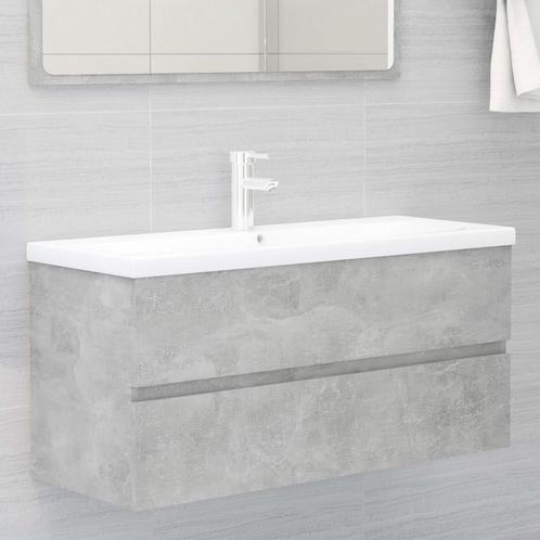 vidaXL Wastafelkast 100x38,5x45 cm bewerkt hout betongrijs, Huis en Inrichting, Badkamer | Badkamermeubels, Nieuw, Minder dan 100 cm