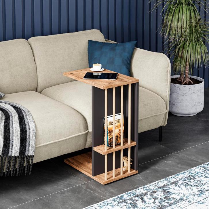 [en.casa] Bijzettafel Siikainen laptoptafel op wielen 44x29x, Huis en Inrichting, Tafels | Bijzettafels, Verzenden