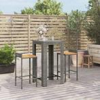 vidaXL 3-delige Tuinbarset poly rattan en massief acaciahout, Verzenden, Nieuw, Rotan, 2 zitplaatsen