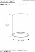 Lucide BENTOO-LED - Plafondspot (Plafondlamp) - Ø 8 cm - LED, Ophalen of Verzenden, Nieuw