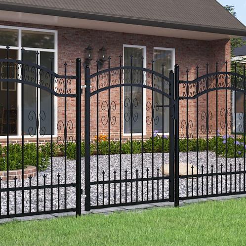 vidaXL Poort met spijlpunten 103x175 cm gepoedercoat staal, Tuin en Terras, Tuinpoorten, Nieuw, Verzenden