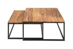 Set van 2 salontafels ELEMENTS 65cm naturel sheesham massief, Ophalen of Verzenden, Nieuw