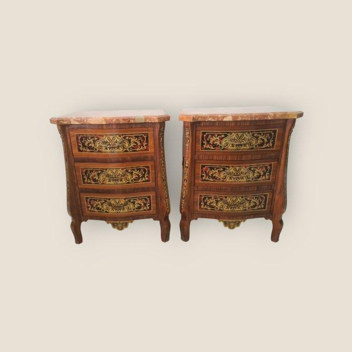 Nachtkastje (2) - Hout, Marmer - Bouille style, Antiek en Kunst, Curiosa en Brocante