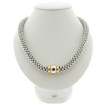 18 Krt. Bicolor gouden Mesh schakel collier; 44,5 cm | Fope beschikbaar voor biedingen