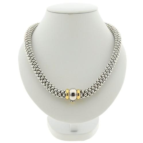 18 Krt. Bicolor gouden Mesh schakel collier; 44,5 cm | Fope, Sieraden, Tassen en Uiterlijk, Kettingen, Overige kleuren, Gebruikt