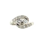 Witgouden ring met diamant 14 krt, Sieraden, Tassen en Uiterlijk, Ringen, Verzenden, Zo goed als nieuw, Wit, Goud