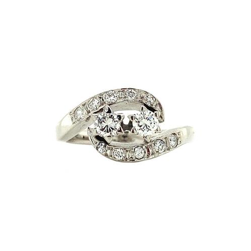 Witgouden ring met diamant 14 krt, Sieraden, Tassen en Uiterlijk, Ringen, Wit, Zo goed als nieuw, Goud, Verzenden