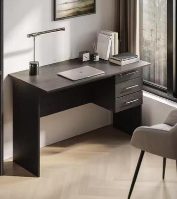 Nieuwe Bureau 120cm met 3 Lades en Slot – Zwart / wit bureau beschikbaar voor biedingen