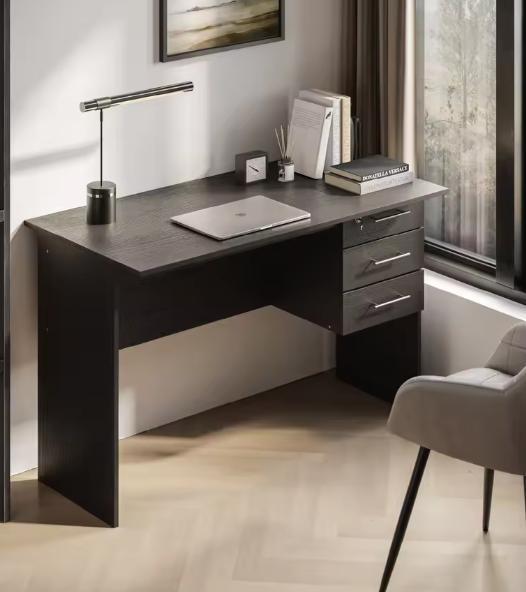 Nieuwe Bureau 120cm met 3 Lades en Slot – Zwart / wit bureau, Huis en Inrichting, Bureaus, Bureau, Nieuw, Verzenden